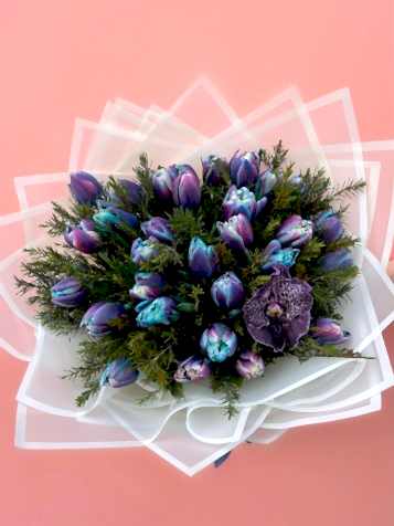 30’lu Vip Blue Sky Mavi Lale Buketi