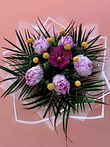 5’li Pembe Şakayık ve Craspedia Buketi