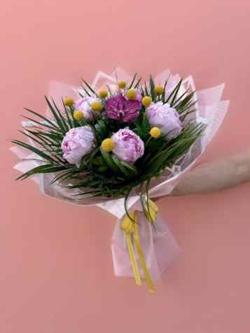 5’li Pembe Şakayık ve Craspedia Buketi