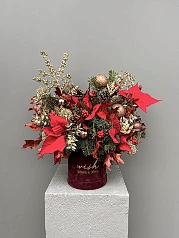 Bordo Kadife Kutuda Yılbaşı Aranjmanı