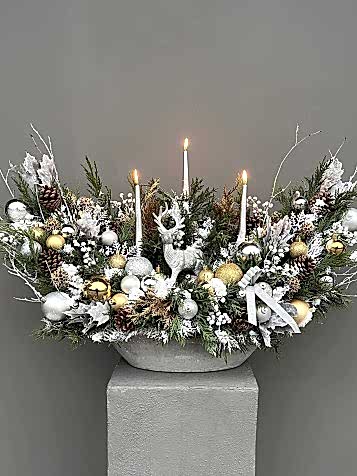 Silver Forest Geyikli & Mumlu Özel Tasarım Yılbaşı Aranjmanı