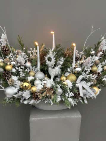 Silver Forest Geyikli & Mumlu Özel Tasarım Yılbaşı Aranjmanı