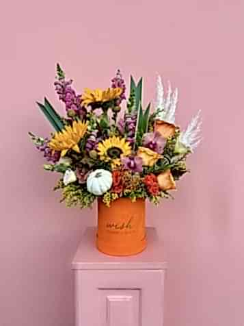 Tracy Turuncu Kadife Kutuda Sonbahar Aranjmanı