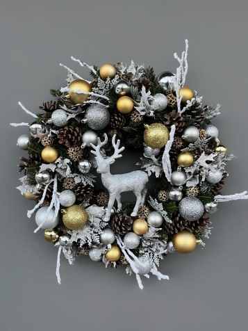Silver Forest Geyikli Yılbaşı Kapı Süsü