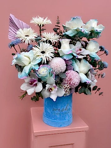 Mavi Kadife Kutuda Blue Bubble Aranjman