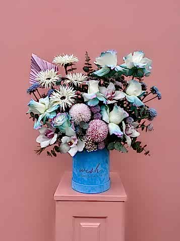 Mavi Kadife Kutuda Blue Bubble Aranjman