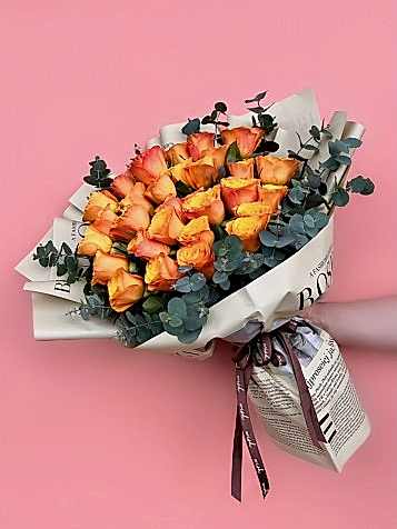 Turuncu Güller Tasarım Buket